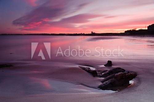 Red sunset at Blyth beach  Niebo Fototapeta