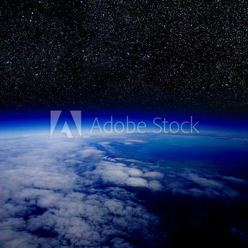 High altitude view of the Earth in space.  Niebo Fototapeta