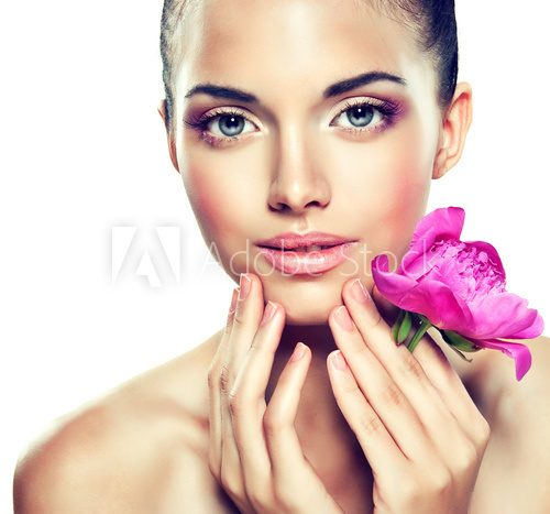 Beauty Portrait. Beautiful Spa Woman Touching her Face  Obrazy do Salonu SPA Obraz