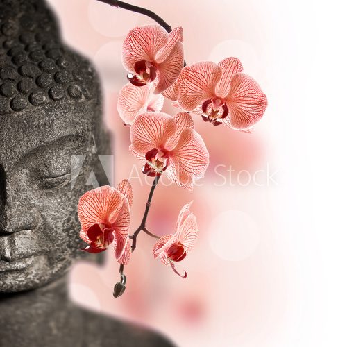 Bouddha et orchidÃ©e rouge  Obrazy do Salonu SPA Obraz