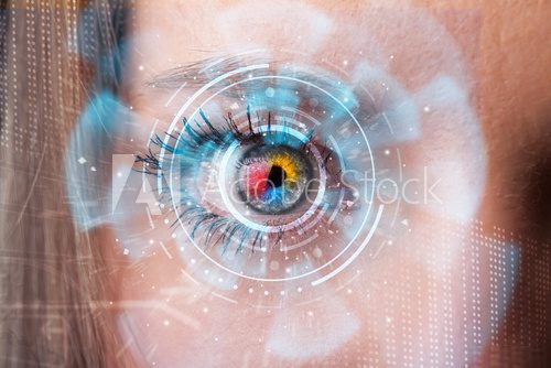 Future woman with cyber technology eye panel concept  Abstrakcja Obraz