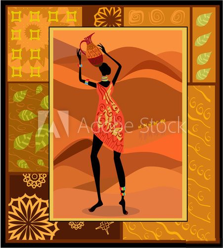 African girl dressed in a decorative  Fototapety do Kawiarni Fototapeta