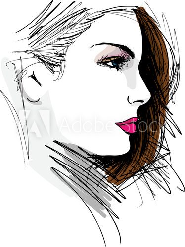 Beautiful Woman face illustration  Fototapety do Kawiarni Fototapeta