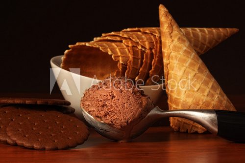 Scoop of rich chocolate ice cream  Fototapety do Kawiarni Fototapeta
