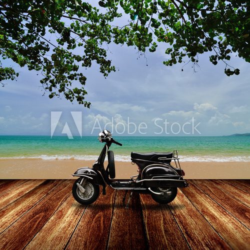 Scooter on the beach, Travel in summer time concept  Pojazdy Obraz