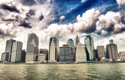 Nadbrzeżne budynki Manhattanu Fototapety do Biura Fototapeta