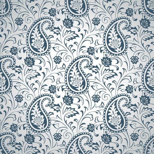 Silver seamless paisley wallpaper  Tekstury Fototapeta