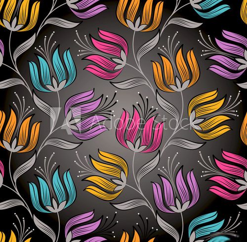 Seamless wallpaper of fancy lotus flower  Tekstury Fototapeta