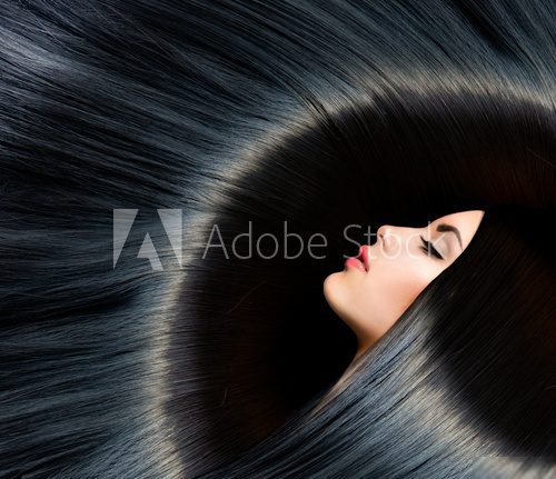 Healthy Long Black Hair. Beauty Brunette Woman  Obrazy do Salonu Fryzjerskiego Obraz