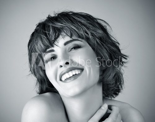 Photo of beautiful laughing woman  Obrazy do Salonu Fryzjerskiego Obraz