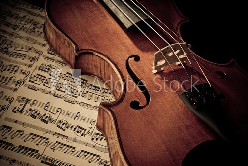 Geige mit Notenblatt  Muzyka Obraz
