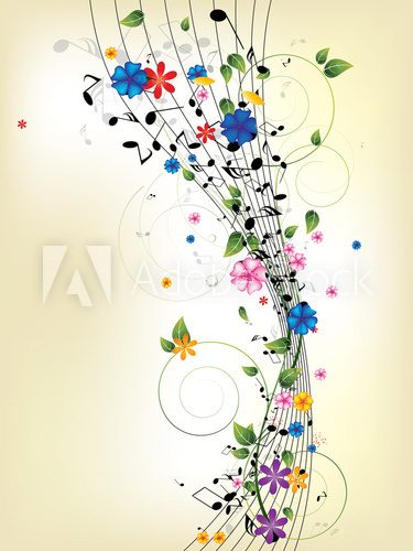 Floral musical background with notes  Muzyka Obraz