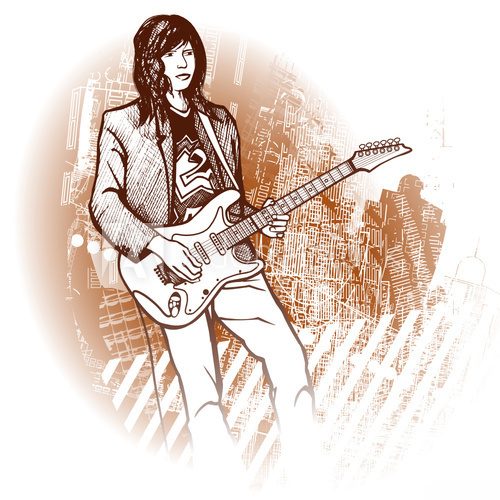 guitarist on grunge background  Muzyka Obraz