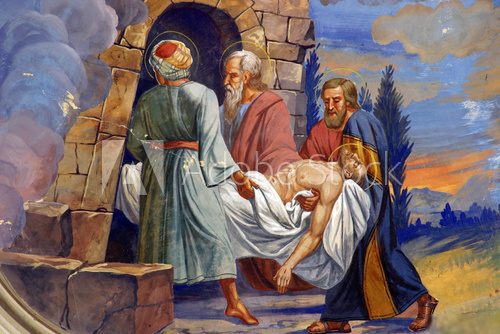 Jesus is laid in the tomb  Religijne Obraz