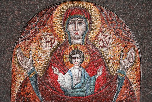 art mosaics icon of Virgin Mary and Jesus Christ  Religijne Obraz