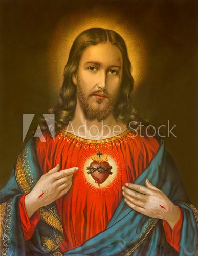 typical catholic image of heart of Jesus Christ  Religijne Obraz