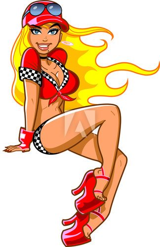 Sexy Blonde Racing Fan  Pin-up Obraz