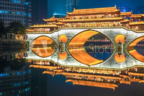 Stary most Chengdu o zmroku Architektura Fototapeta