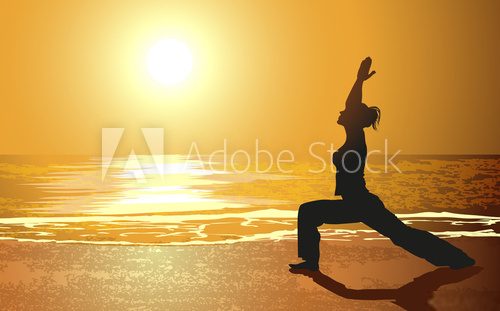 Yoga on a beach  Sport Fototapeta