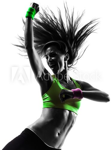 woman exercising fitness zumba dancing silhouette  Fototapety do Szkoły Tańca Fototapeta