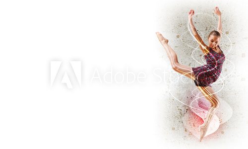 Girl in color dress dancing.Collage  Fototapety do Szkoły Tańca Fototapeta