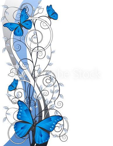 floral illustration with butterflies  Motyle Fototapeta