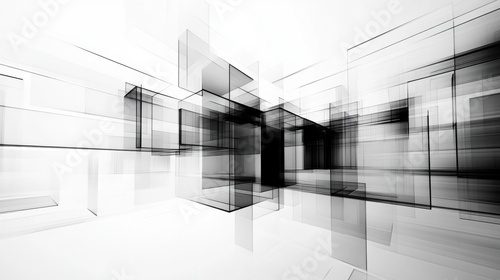 Abstract Architectural Vision: 3D Sketch of a Construction Project on White Background Fototapety 3D Fototapeta