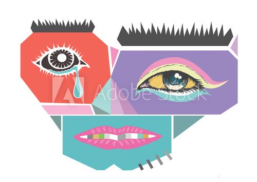 Abstract face design. Modern art vector illustration. Abstract face for Homeless Concepts. Abstract design exotic bohemian & boho style. Picasso Obraz