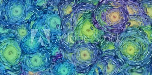 Abstract painting impressionism wall art print example with oil imitation in Vincent Van Gogh style. Artistic contemporary design decor elements. Pop modern abstraction with vibrant bright strokes. Van Gogh Obraz