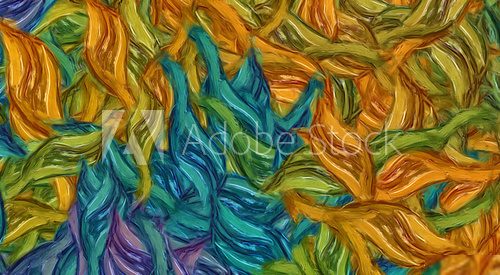 Abstract painting impressionism wall art print example with oil imitation in Vincent Van Gogh style. Artistic contemporary design decor elements. Pop modern abstraction with vibrant bright strokes. Van Gogh Obraz
