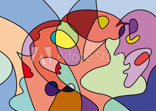 abstract people in confusion, colorful vector background Picasso Obraz