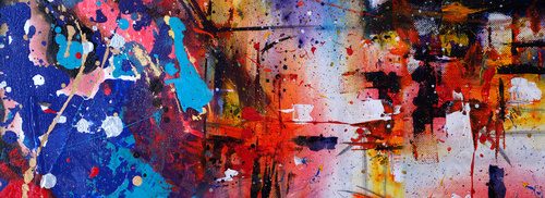 Abstrakcyjna kompozycja z barwnymi plamami i rozpryskami farby Fototapety Graffiti Fototapeta