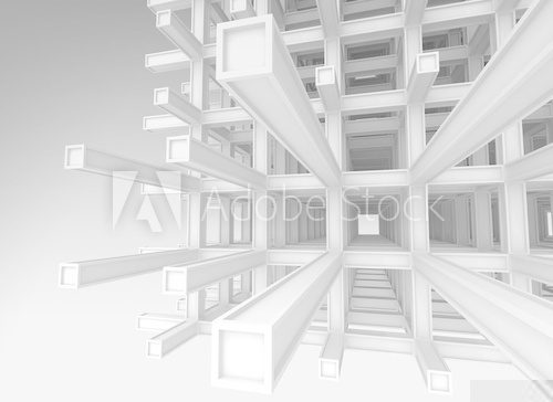 Abstrakcyjna konstrukcja geometryczna 3D Fototapety Czarno-Białe Fototapeta