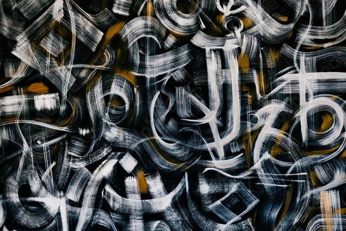 Abstrakcyjne białe pociągnięcia pędzla na ciemnym tle Fototapety Graffiti Fototapeta