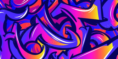 Abstrakcyjne graffiti w neonowych odcieniach Fototapety Graffiti Fototapeta