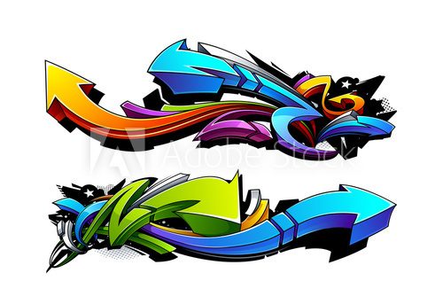 Abstrakcyjne strzałki graffiti w dynamicznej kompozycji Fototapety Graffiti Fototapeta