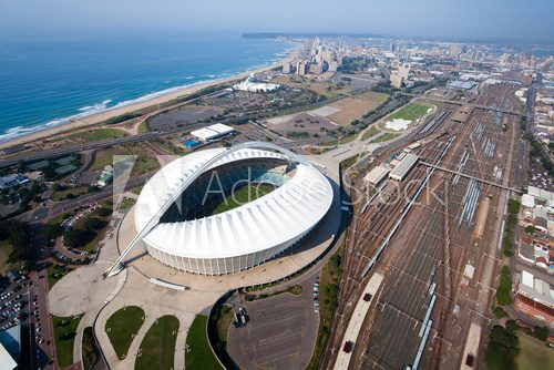 aerial view of durban city, south africa  Stadion Fototapeta