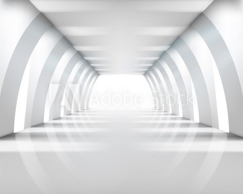 Biały tunel - ucieczka w nieznane Optycznie Powiększające Fototapeta