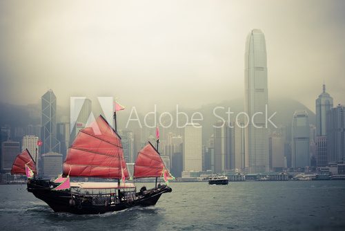 chinese style sailboat in Hong Kong Plakaty do Biura Plakat