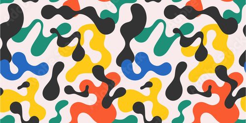 Colorful abstract doodle shape seamless pattern. Creative minimalist style art background, trendy design with basic shapes. Modern color backdrop. Fototapety do Biura Fototapeta