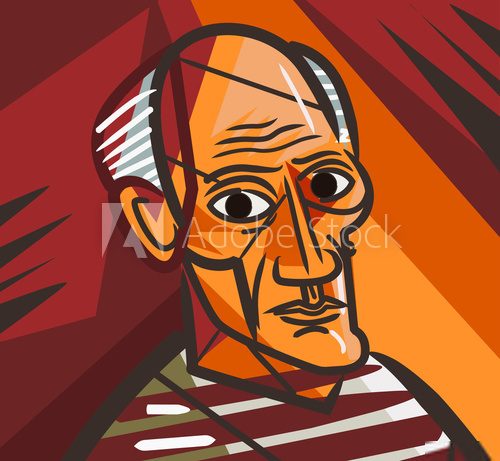 cubist old man face portrait Picasso Obraz