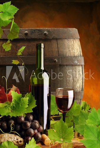 Czerwone wino w kompozycji z gronami
 Obrazy do Jadalni Obraz
