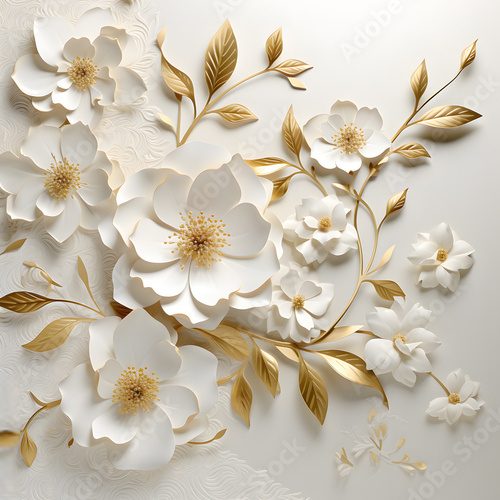 Decorative 3d graceful flower in white background, decoration, relgion Fototapety do Salonu Fototapeta