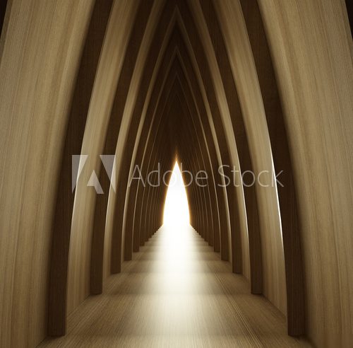 Drewniany tunel zakończony światłem
 Fototapety 3D Fototapeta