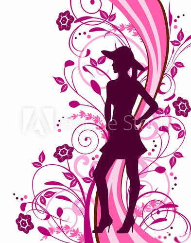 Dziewczyna na tle kwiatów – purpurowa grafika
 Fototapety do Pokoju Nastolatka Fototapeta