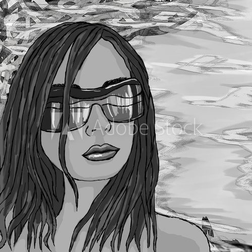 Dziewczyna w okularach – szkic w stylu grunge
 Fototapety do Pokoju Nastolatka Fototapeta