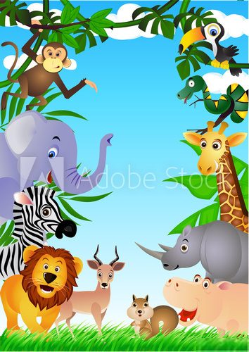 Dzika dżungla – przyjazne zwierzęta 
 Obrazy do Pokoju Dziecka Obraz