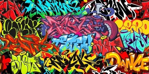 Eksplozja kolorowego graffiti w dynamicznym stylu ulicznym Fototapety Graffiti Fototapeta