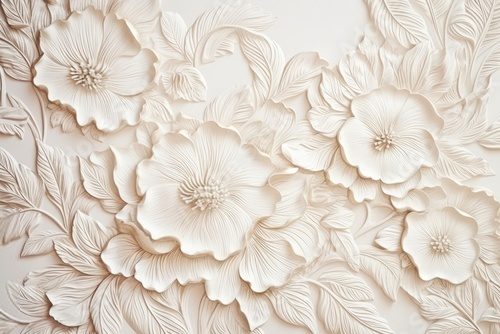 Embossed floral texture background, raised and delicate floral patterns, elegant and sophisticated surface, graceful and artistic Kwiaty Fototapeta