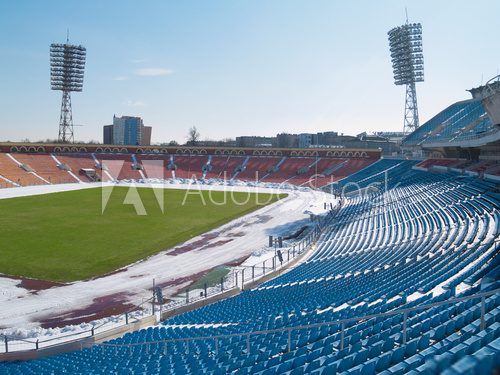 Empty stadium under snow  Stadion Fototapeta